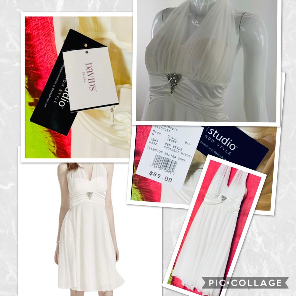 David’s Bridal Ivory Halter Style Dress